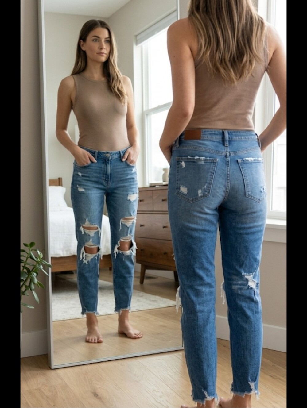 Holey Distressed Jeans 28/27 Hollister Hi Waist Ripped